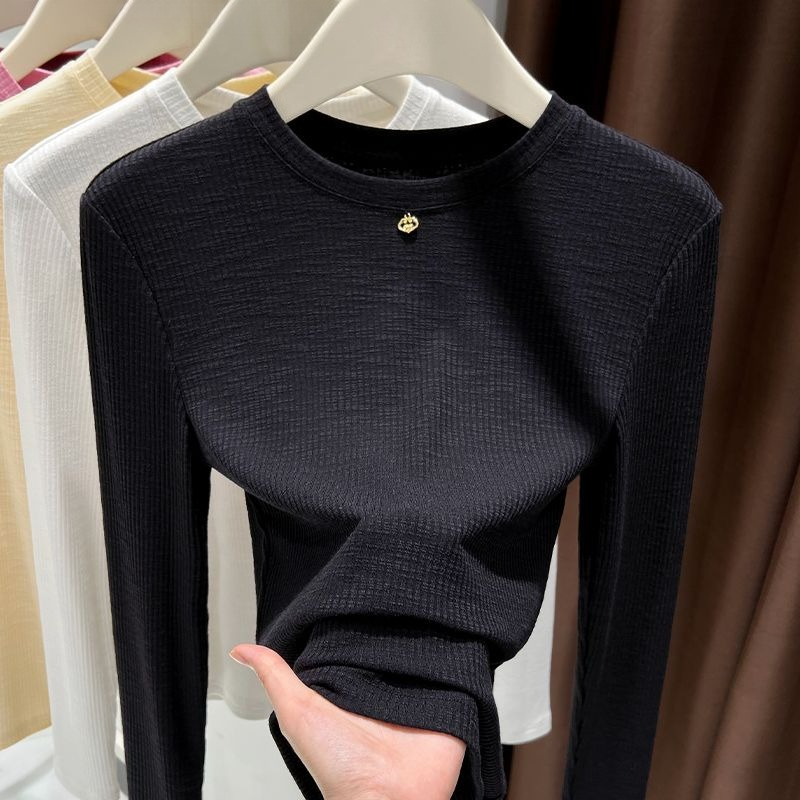Women Slub Cotton Long Sleeve  - đánh giá và giá Undershirt Crew Neck