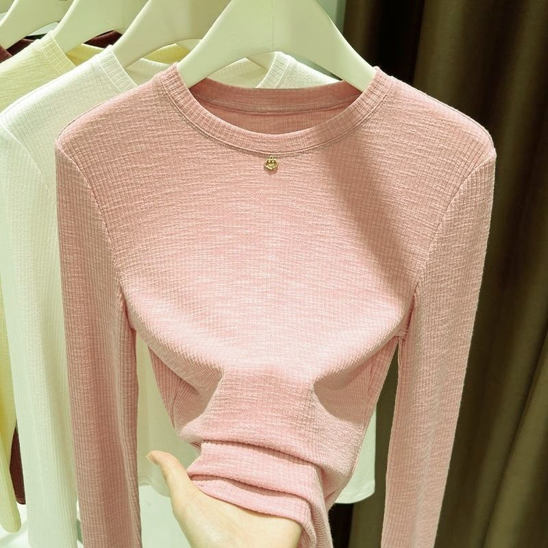 Women Slub Cotton Long Sleeve  - đánh giá và giá Undershirt Crew Neck